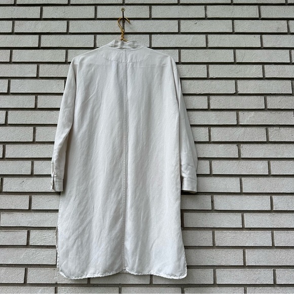 Eileen Fisher Petite Shirt Dress Jacket PS Linen Blend White Tunic Button Pocket - Picture 10 of 10